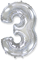 Фольгована цифра Flexmetal 32" (80 см) 3 срібло