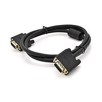 Кабель VEGGIEG VG-3 VGA 3+6, 3,0m, male to male (тато-тато), OD-6.5mm, 1 ферит, круглий Black, конектор