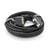 Кабель VEGGIEG VG-5 VGA 3+6, 5,0m, male to male (тато-тато), OD-6.5mm, 1 ферит, круглий Black, конектор