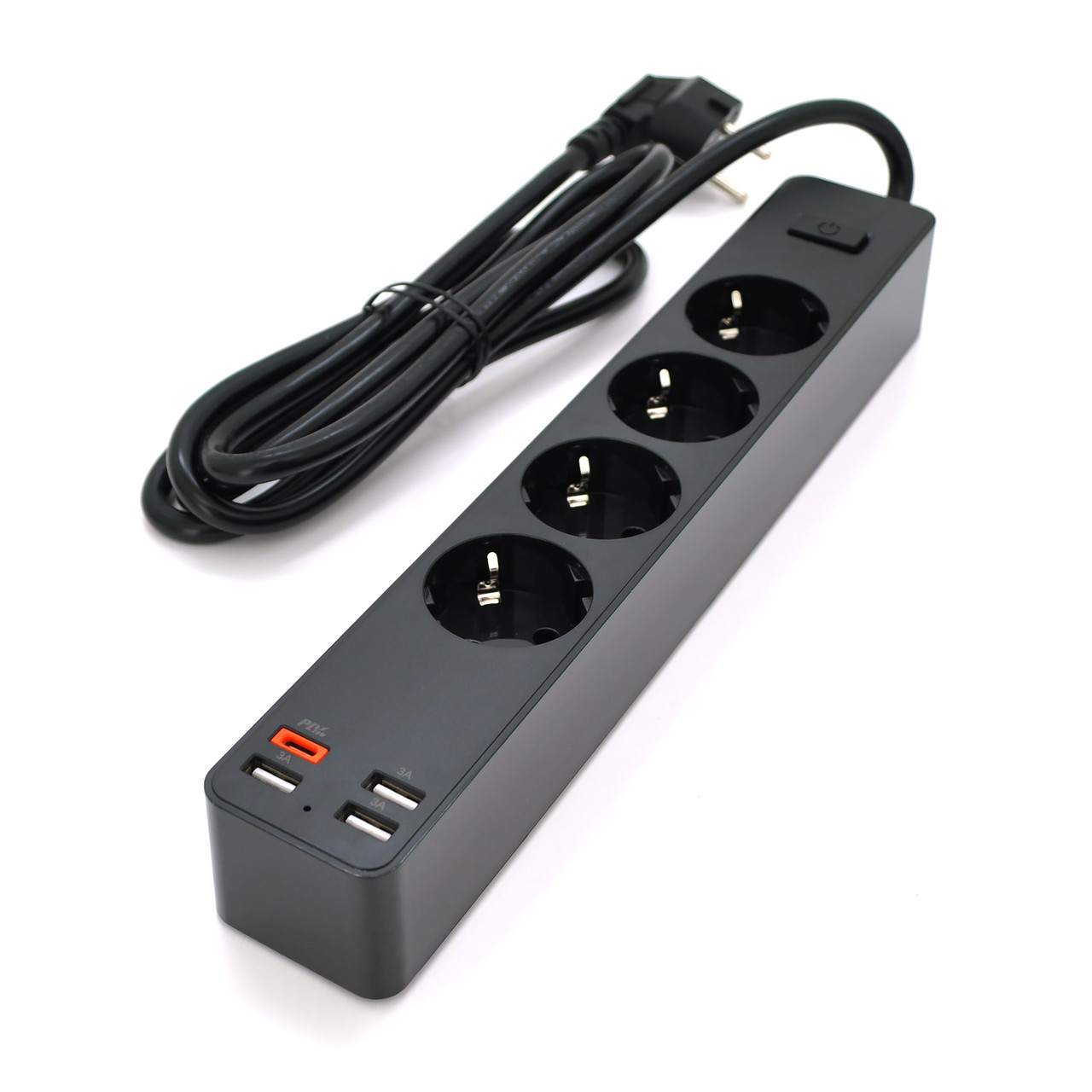 Мережевий фільтр KSC-717 Zhengya series на 4 розетки + 4 USB-виходи 4000W,1.8m, Black, фото 1