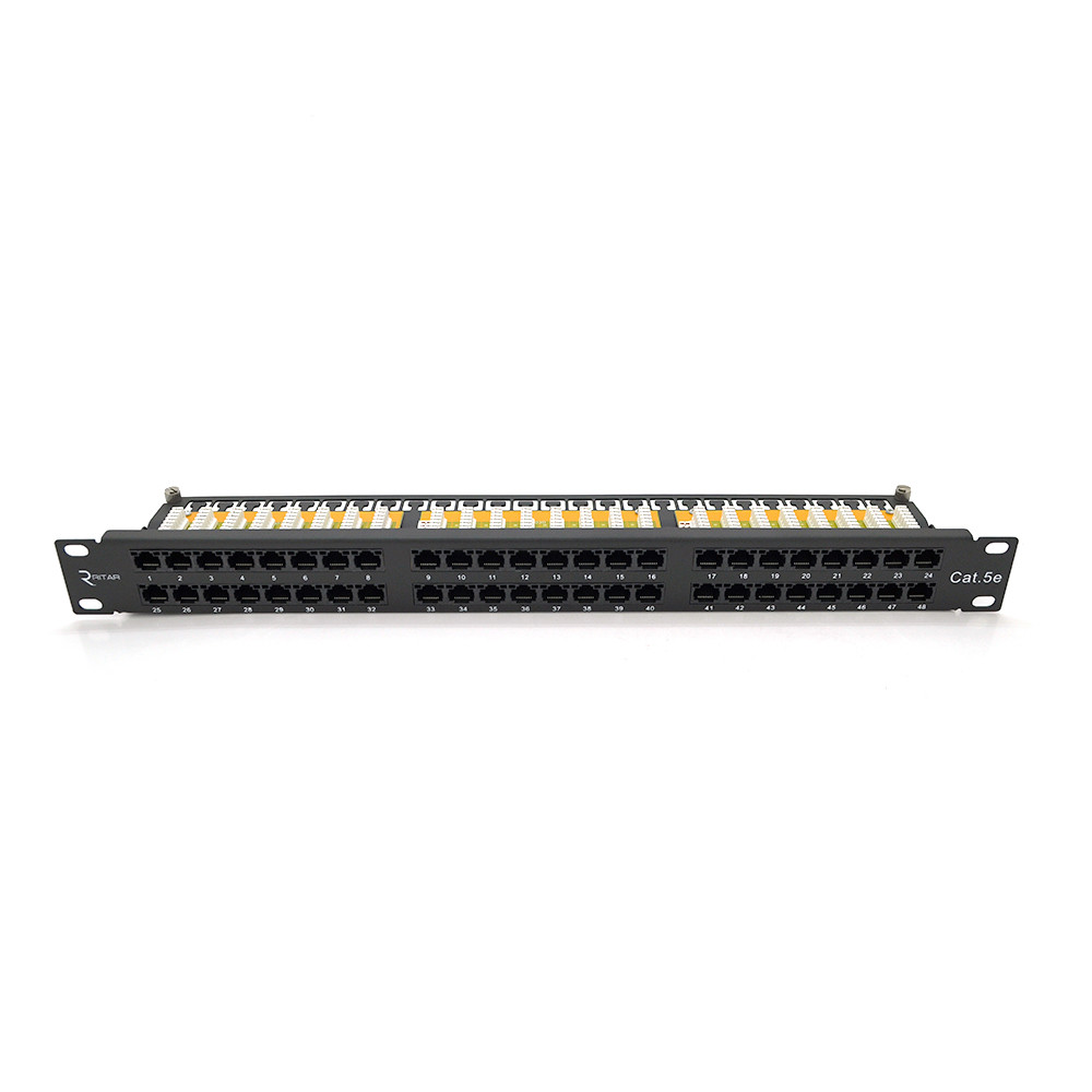 Патч-панель Ritar 48 портів UTP DUAL кат 5Е 19" 1U неекранована чорна Q10