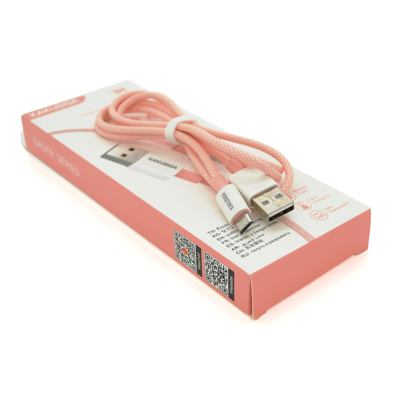 Кабель iKAKU KSC-723 GAOFEI smart charging cable for micro, Pink, довжина 1 м, 2.4 A, BOX, фото 1