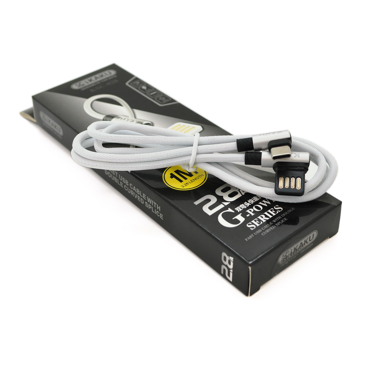 Кабель iKAKU KSC-028 JINDIAN charging data cable for Type-C, Silver, довжина 1 м, 2.4A, BOX, фото 1