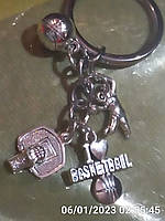 Брелок на ключи металл спорт я люблю баскетбол корзина мяч игрок basketball