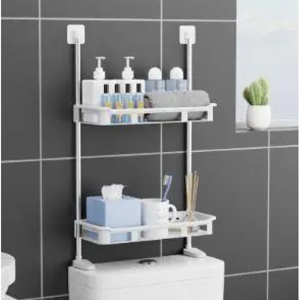 Полиця-стелаж над пральною машиною 2-Storey toilet rack | Полиця у ванну | Організатор для ванної