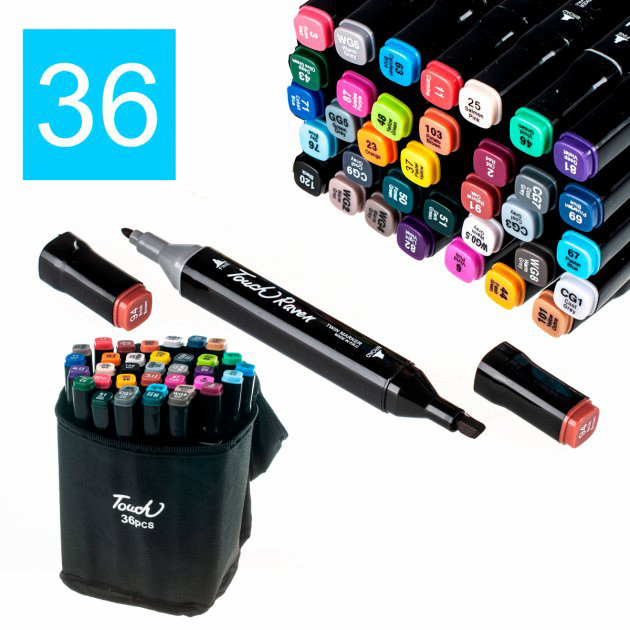 Набір скетч маркерів Sketchmarker, набір двосторонніх маркерів 36 шт для малювання