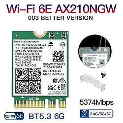 Wi-Fi адаптер Intel Wi-Fi 6E AX210 M.2 802.11ax тридіапазонний 2.4G/5G/6G 5374Mbps Bluetooth 5.3 (AX210NGW)