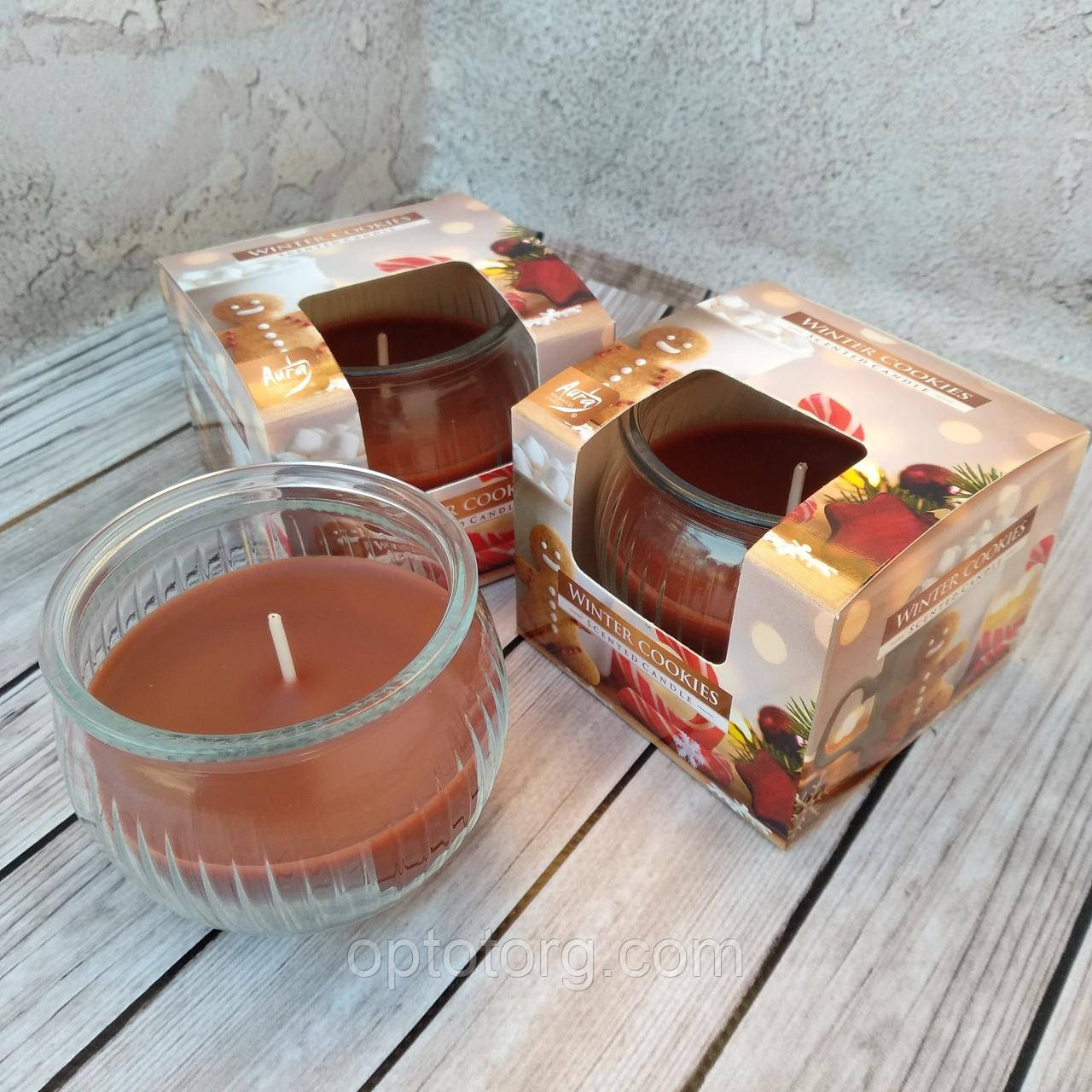 Свічки ароматизовані в склянках Bispol Польща Winter Cookies зимове печиво
