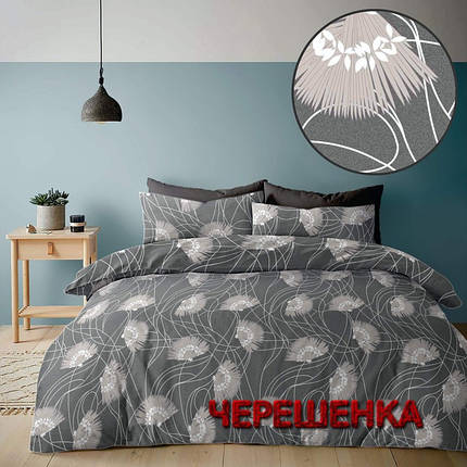 Тканина для постільної білизни Бязь "Gold" Lux GL3614-grey (50м) абстракція на сірому, фото 1