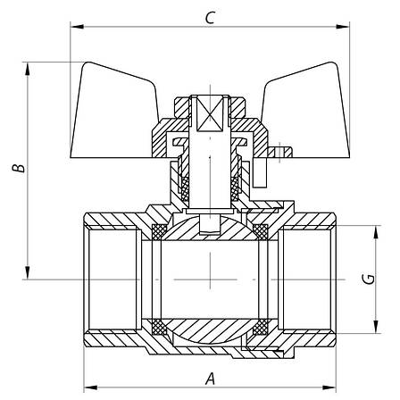 Кран кульовий KR Чехія 1/2" ГГБ (KR.217.B) синій (KR2719), фото 2