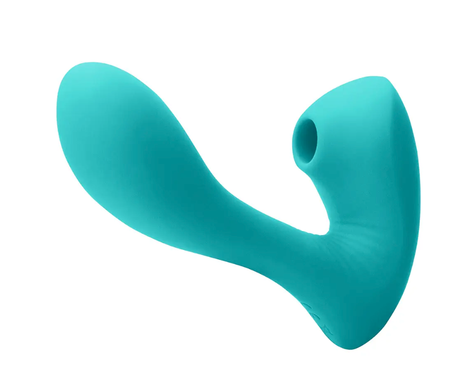 Подвійний вібратор із вакуумною стимуляцією NS Novelties INYA SONNET TEAL, 14х3,8 см., фото 1