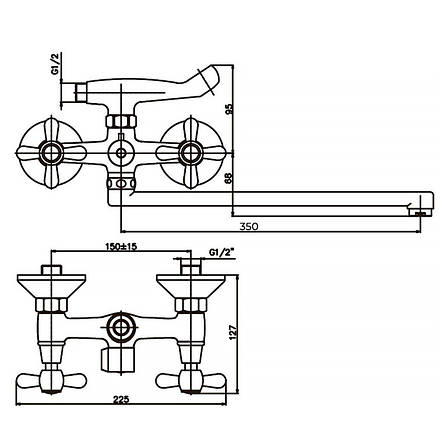 Змішувач для ванни Haiba Dominox 140 матовий (HB0063), фото 3