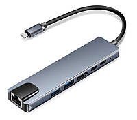 Док-станція 6-in-1 Type-C (HDMI 4K/USB3.0 x2/RJ45/Type-C DATA/Type-C PD) STLab
