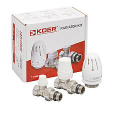 Комплект для під'єднання радіатора KOER Чехия SET-12 — 1/2"x1/2" (прямий) з термоголовкою ВН (KR3177), фото 3
