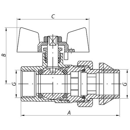 Кран з американкою 3/4" "антипротечка" (KOER Чехия KR.227.W-Gi) білий (KR0192), фото 2