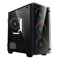 Корпус GameMax Mini Stratos Black, без БЖ, Full-tower, microATX/Mini-ITX, 2хUSB 3.0, 4x120 мм LED, 4