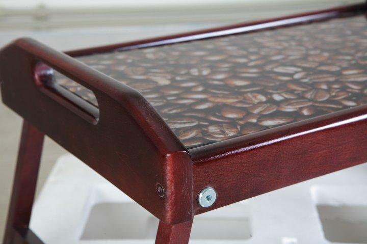 Столик для завтрака деревянный цвет Орех темный столешница стекло Кофе (Микс-Мебель ТМ) - фото 4 - id-p195269342