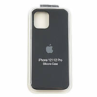 Чехол Silicone Case Full Cover iPhone 12 / iPhone 12 Pro Black с микрофиброй. Высокое качество.