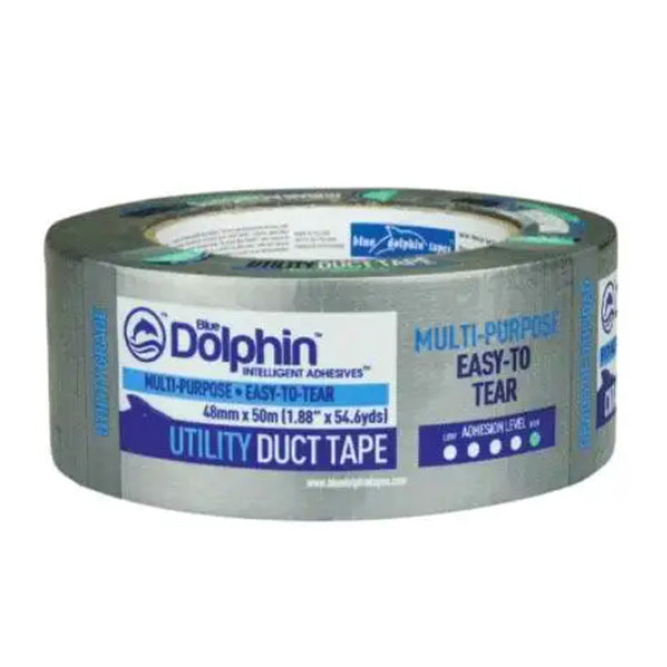 Стрічка малярна Blue Dolphin "MULTI PURPOSE" FM-150, тканинна, багатофункціональна (срібляста), 48 мм*25 м