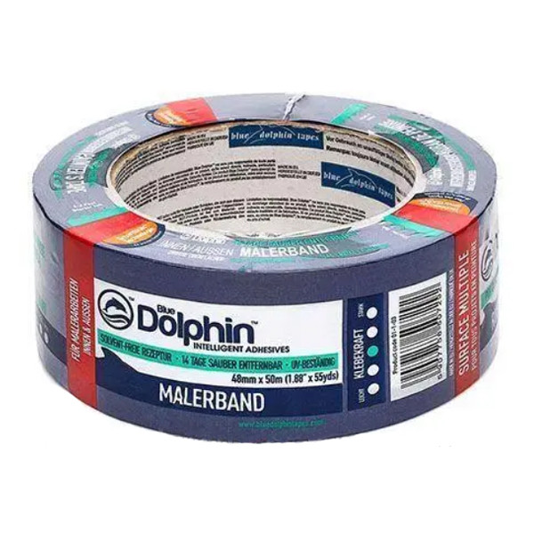 Стрічка малярна Blue Dolphin "SPECIAL BLUE" MT-PG, для гострого краю (блакитна), 48 мм*50 м