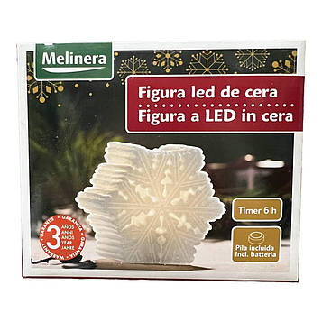 Світлодіодний нічник воскова LED свічка Сніжинка Melinera батарейка