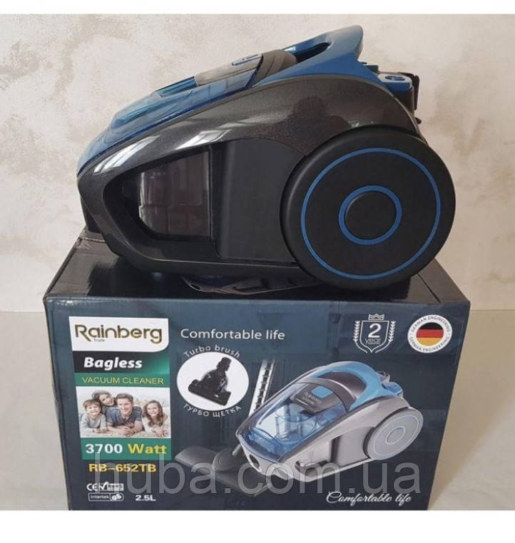 Пилосос Rainberg RB-652TB колбовий 2.5L — 3700W з турбощіткою.