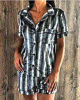 Пудровая женская бархатная / велюровая пижама рубашка и шорты в стиле Виктории Сикрет Черный