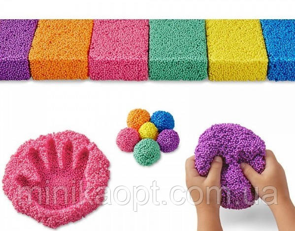 Кульковий легкий пластилин Foam Putty 6 кольорів