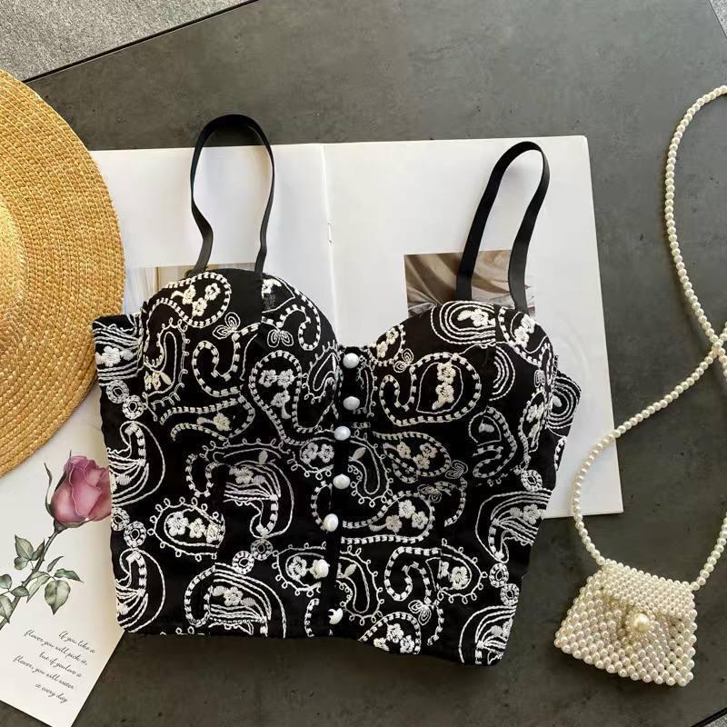 Жіночий корсетний топ бюстьє з вишивкою на тонких бретелях (р. 42-44) 77171004, фото 1