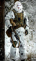 Зимний влагостойкий размер 56-62 белый камуфляж Костюм маскировочный лёгкий Снайпер Клякса охота Зимовий
