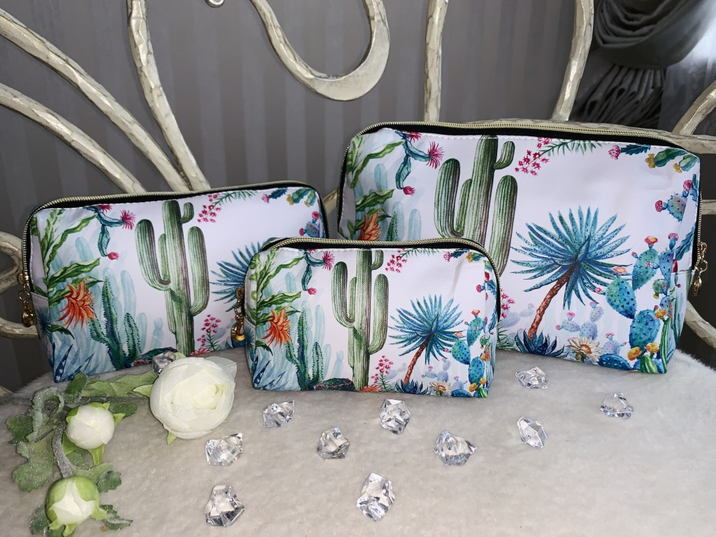 💚Набір косметичок жіночих, дорожніх, різних розмірів 3 в 1, на блискавці, фото 1