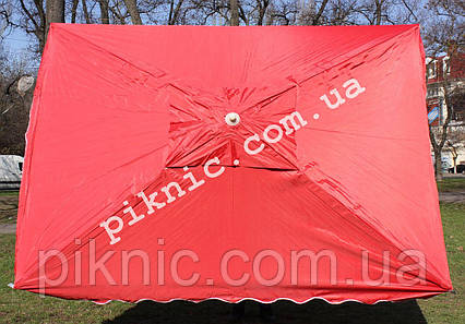 Зонт торговий 2х3м з вітровим клапаном Міцна торгова парасолька для торгівлі на вулиці садова Червоний, фото 2