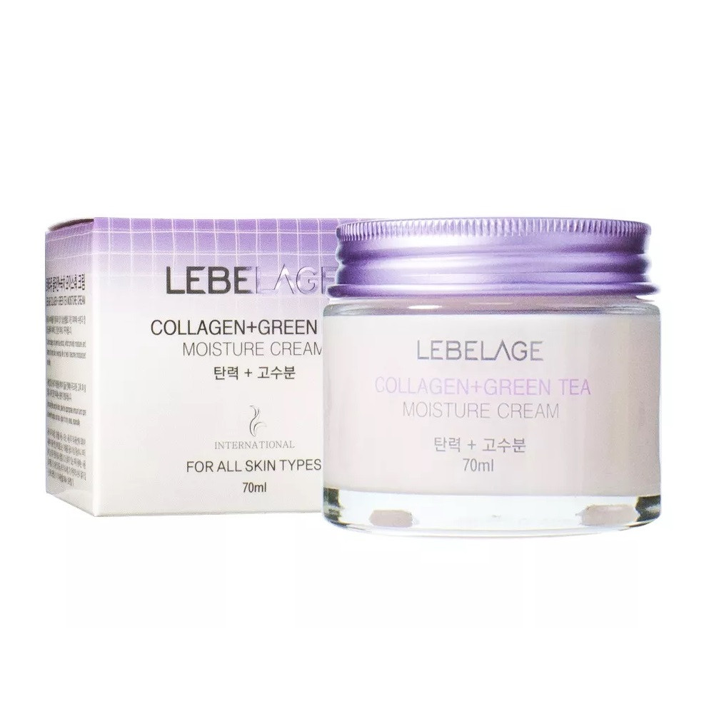 Крем для обличчя з колагеном і зеленим чаєм Lebelage Collagen+Green Tea Moisture Cream, 70 мл