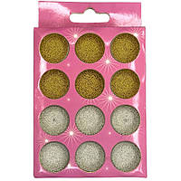 Набір декору для нігтів "Бульонки золото та срібло", 12 шт./уп.