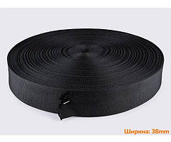 Стрічка пасова 38 мм, стропа для сумок і рюкзаків чорна 64668