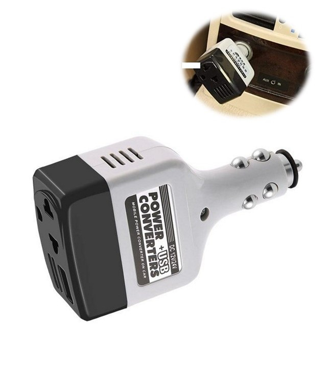 Автомобільний перетворювач інвертор постійного струму Power Inverter Adapter DC + USB 12/24В на 220В, фото 1