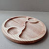 Менажниця дерев'яна дошка для подачі страв кругла на 4 секції двостороння з ясеня, фото 5