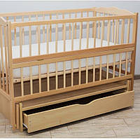 Детская кроватка для новорожденных маятник, ящик, откидной бок цвета в ассортименте Бук