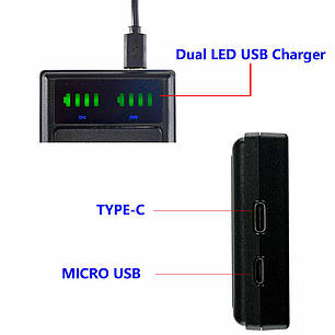 Зарядний пристрій Alitek LCD USB для двох акумуляторів Canon LP-E17, фото 3