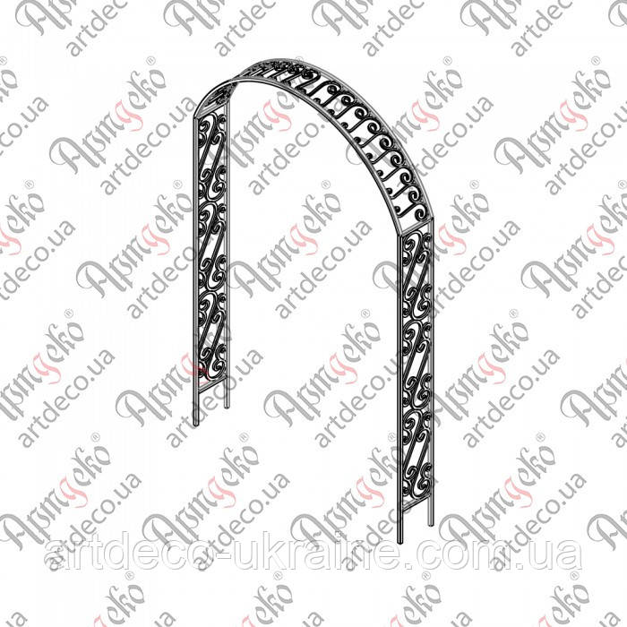 Пергола кована, арка, навіс. КОМПЛЕКТ ЕЛЕМЕНТІВ 1550х2000х250, фото 1