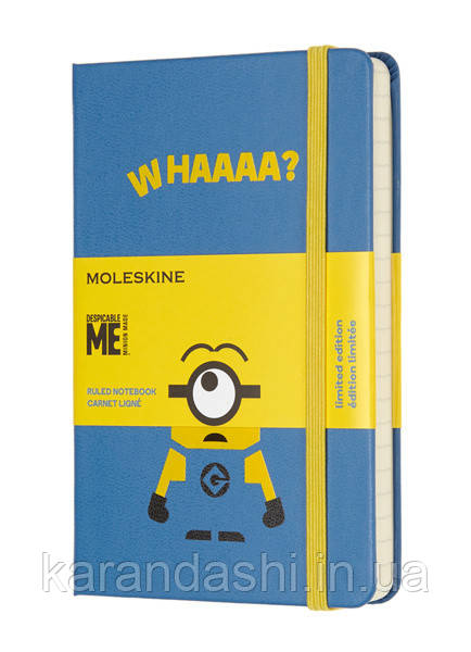 Блокнот Moleskine Minions Limited Edition кишеньковий 9*14см, 192 стр, 70г, в лінію, блакитний