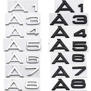 Емблема наклейка А8 Audi (Ауді) Чорна, фото 4
