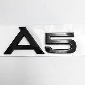 Емблема наклейка А5 Audi (Ауді) Чорна, фото 3
