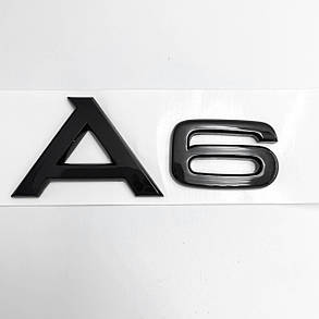 Емблема наклейка А6 Audi (Ауді) Чорна, фото 3