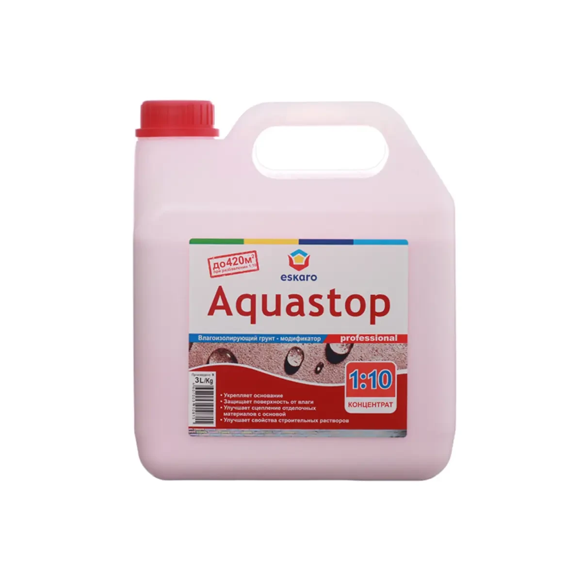 Грунт-концентрат Аквастоп ESKARO Aquastop Professional модификатор строительных растворов (1:10), 3л - фото 1 - id-p1740240272