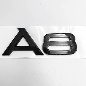 Емблема наклейка А8 Audi (Ауді) Чорна, фото 3
