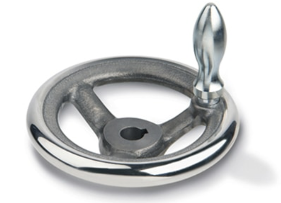 Маховик сталевий DIN950.1-D з обертовою ручкою D = 250 мм, dH27 = 24 мм, l2 =66 мм, фото 1