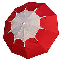Якісний пляжний зонт 2,0 м з клапаном від вітру, 10 спиць, чохол, щільна тканина + БУР у подарунок! Червоний