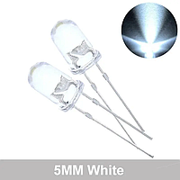 Светодиод LED 5мм 20mA, 3.0-3.2V белый