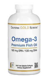 Омега-3 риб'ячий жир преміум-класу (Premium Fish Oil) California Gold Nutriion, 240 капсул